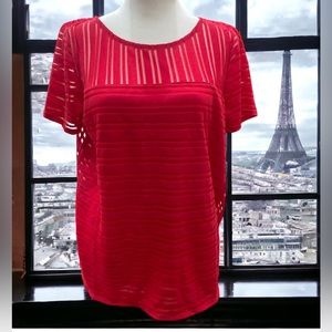 ARMANI EXCHANGE - NWT Red Lace Boho Short Sleeve Women Blouse.